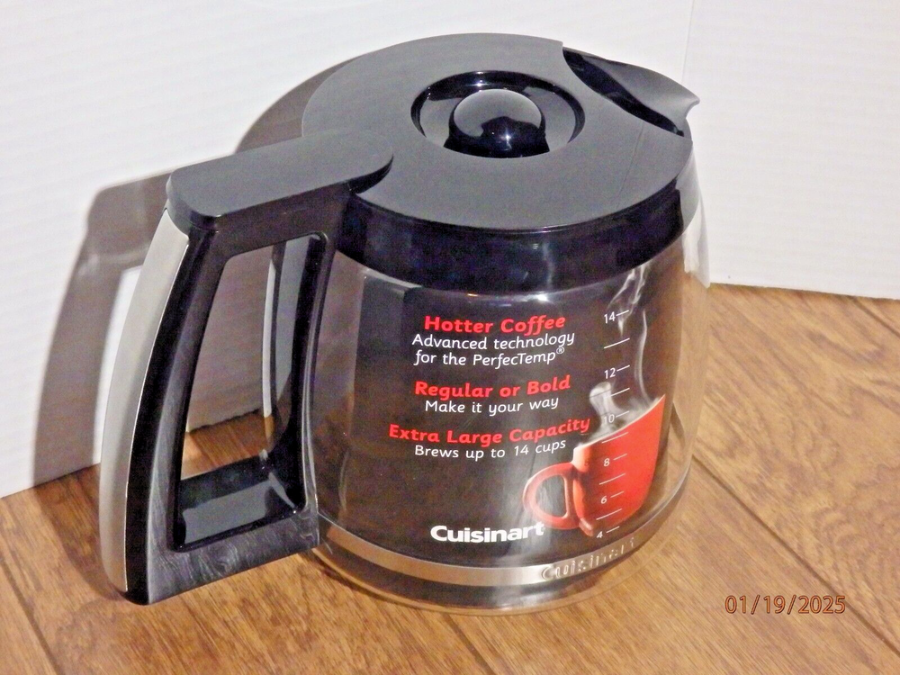 Cuisinart 14-Cup Coffee Pot Replacement Glass Carafe with Black Lid - No Box