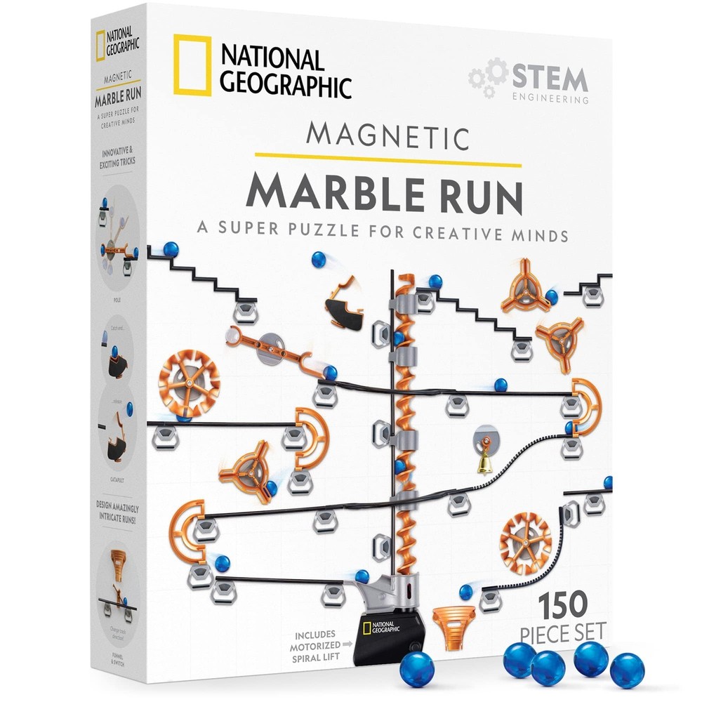 NATIONAL GEOGRAPHIC Magnetic Marble Run - 150-Piece STEM Building Set for Kid...