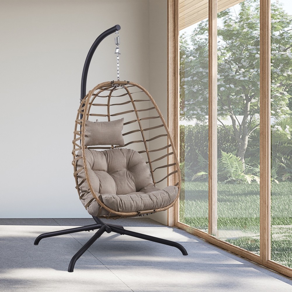 Outdoor Wicker Egg Hanging Basket Swing Chair