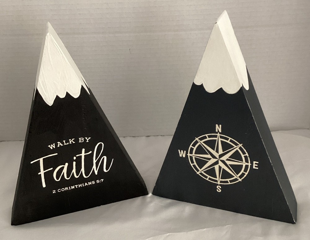 Wood Mountain Decor Handmade Black/Gray Walk byFaith/compass.farmhouse