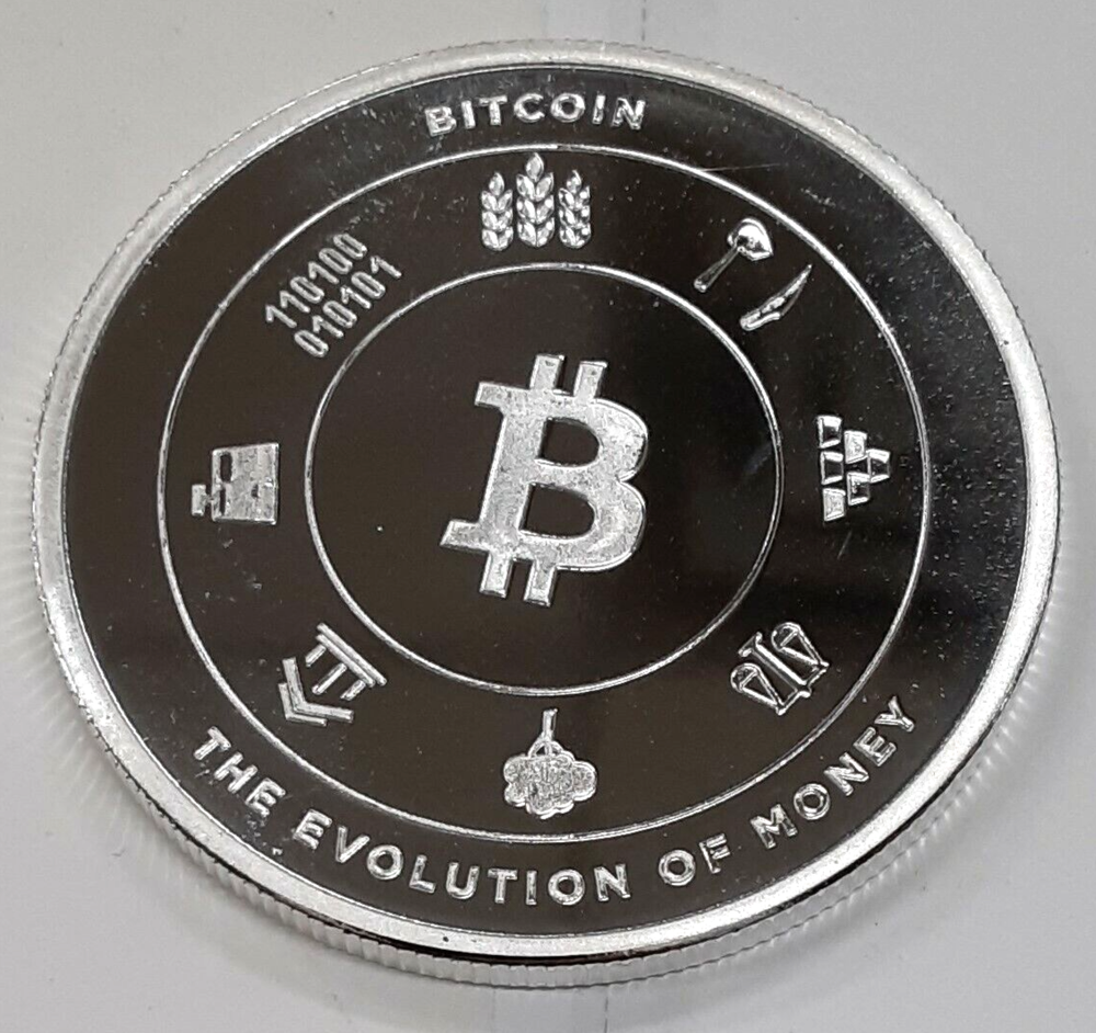 1 Oz .999 Fine Silver Round - Bitcoin Crypto Design  -image