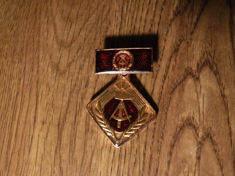 DDR GERMAN LEARN TO WORK AND LIVE SOCIALISTICALLY BADGE (M85)