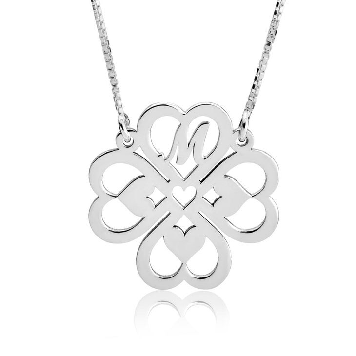 Custom Four Leaf Clover Necklace with Initial - Thoughtful Gift for Mom-image