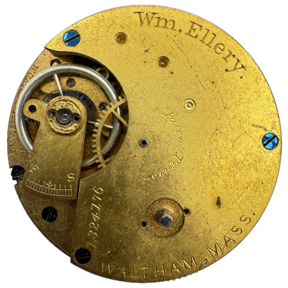 Antique 1880 Waltham 7 Jewel Key Wind Pocket Watch Movement Wm Ellery USA