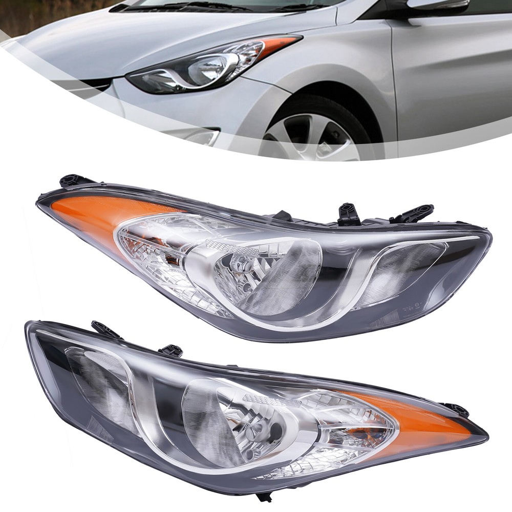 Pair Front Light Halogen Headlight Lamp For Hyundai Elantra 2011-2013 1.8L 2.0L