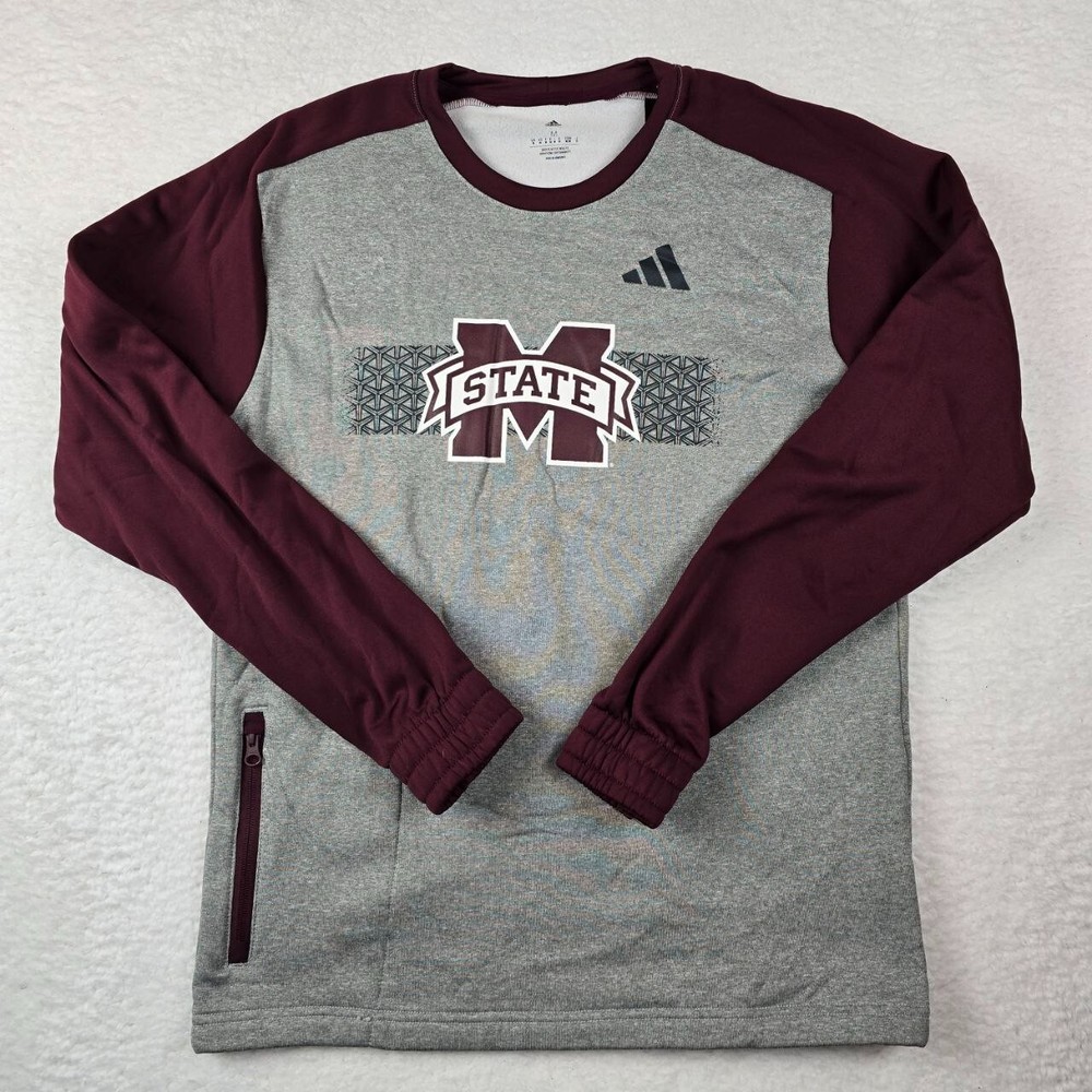 Adidas Mississippi State Bulldogs Sweatshirt Men's Size M Grey Crew Neck NCAA