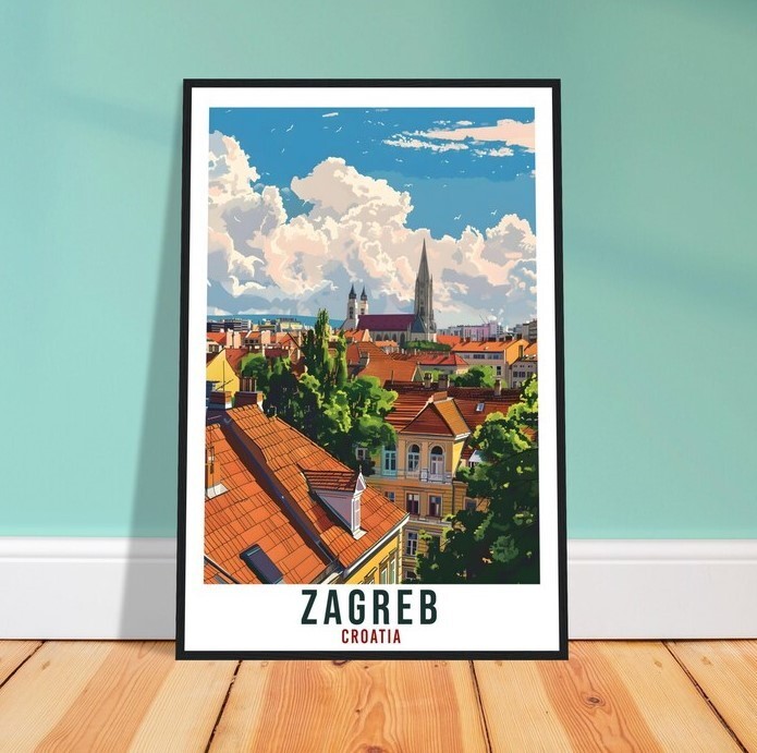 Zagreb Travel Print Croatia Wall Art Wall Hanging Home Décor