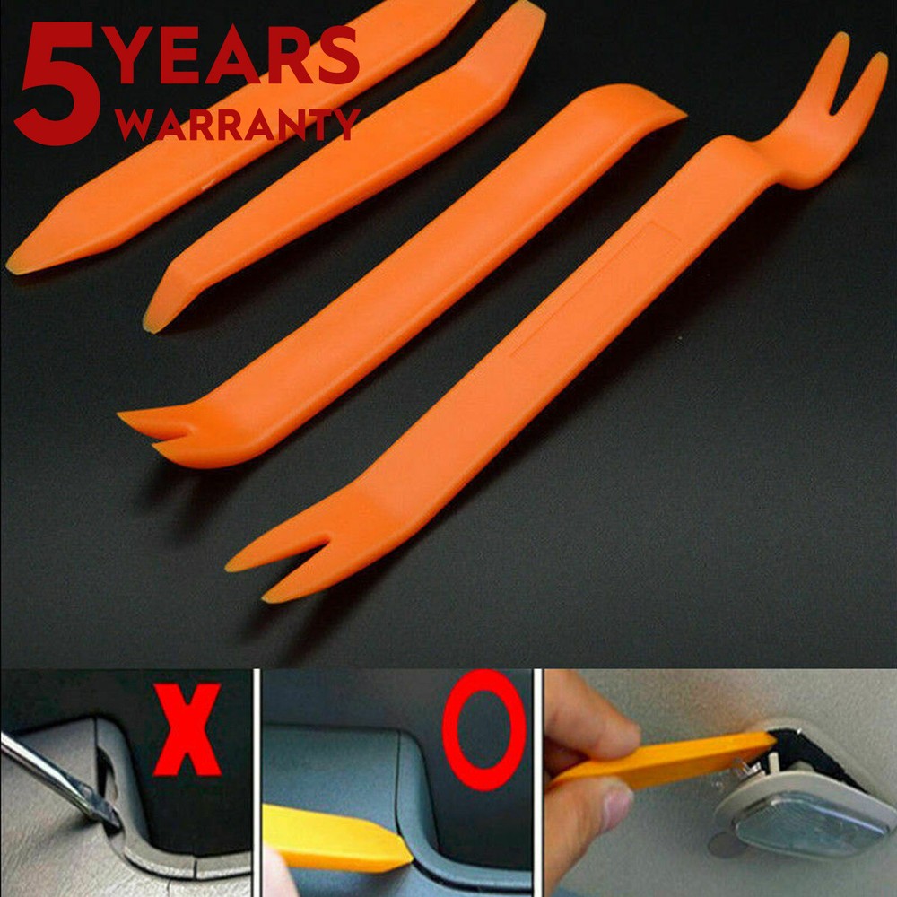 Orange Car Door Trim Removal Tool Kit for Dash Panel & Radio Clip Installation