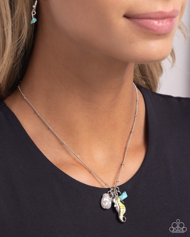 New Paparazzi Jewelry-Seahorse Shimmer Necklace-Yellow