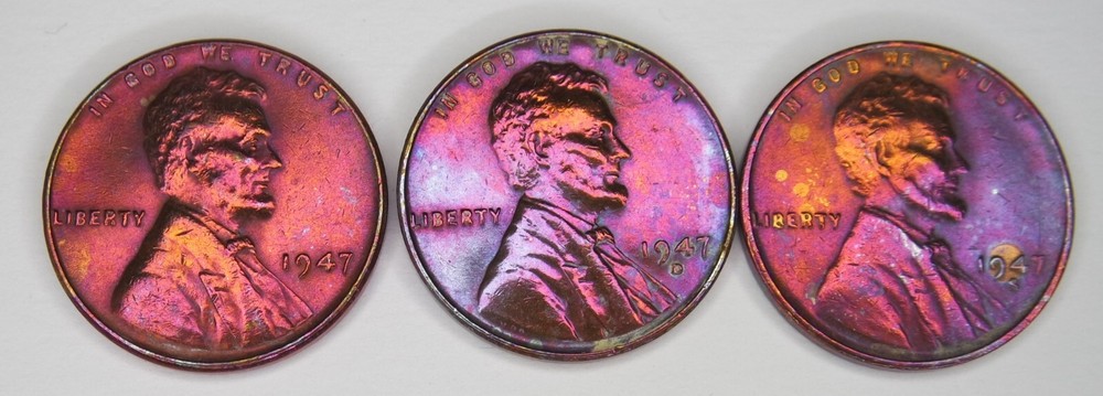 1947 P D S Lincoln Cent Wheat Penny Set **Beautiful Vintage Coin**