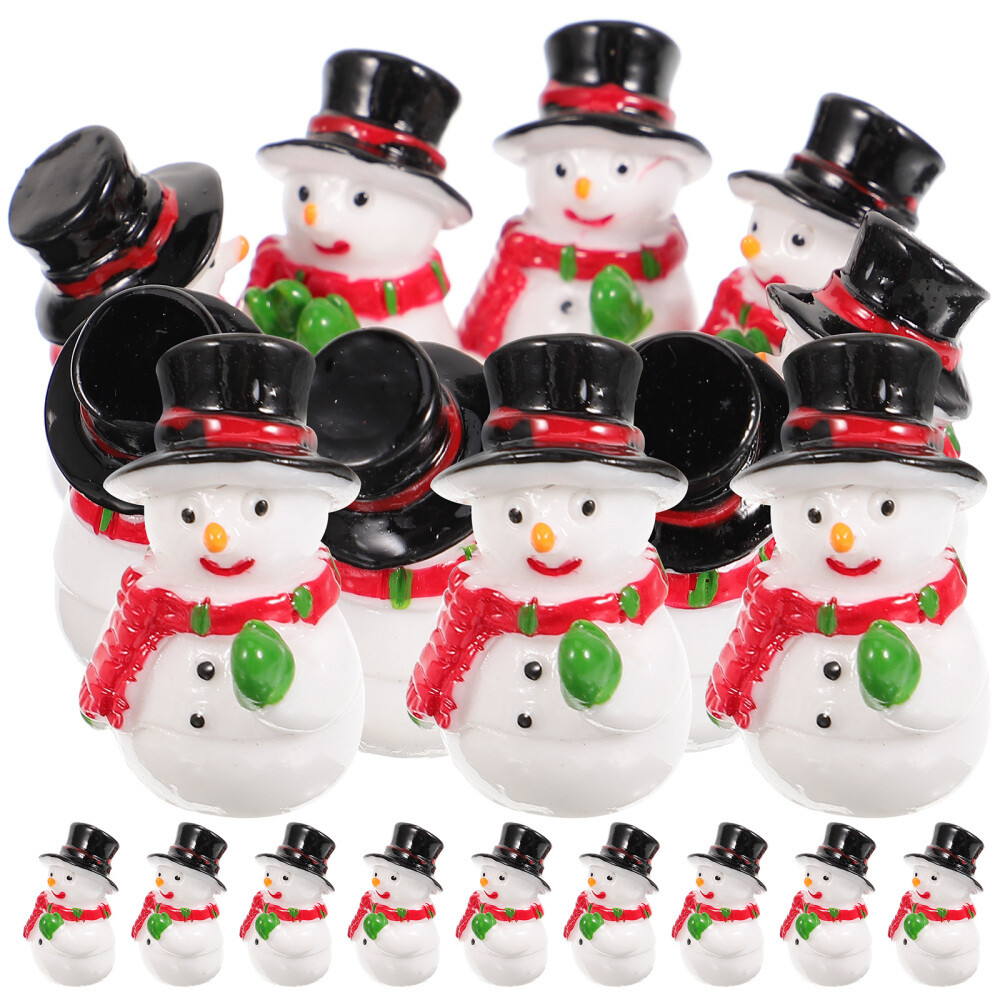 20 Pcs Snowflake Resin Snowman Mini Garden Decoration Micro Landscape