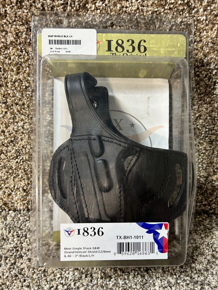 Texas 1836 Holster for Most Single Stack S&W Shield/Hellcat/9mm & .40 - LH - 3
