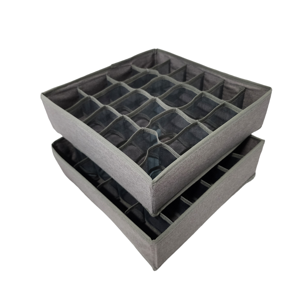 Fabric Drawer Organizer Divider Underwear Ties Socks Belts 24 Cell (2pk)