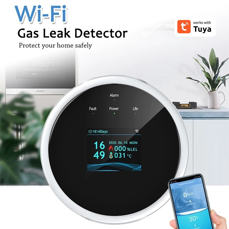 Gas Leak Detector Wifi for Home Natural Gas Leak Detector LCD Screen APP Alarm