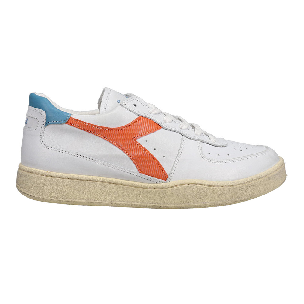Diadora Mi Basket Low Used Lace Up  Mens Orange, White Sneakers Casual Shoes 179