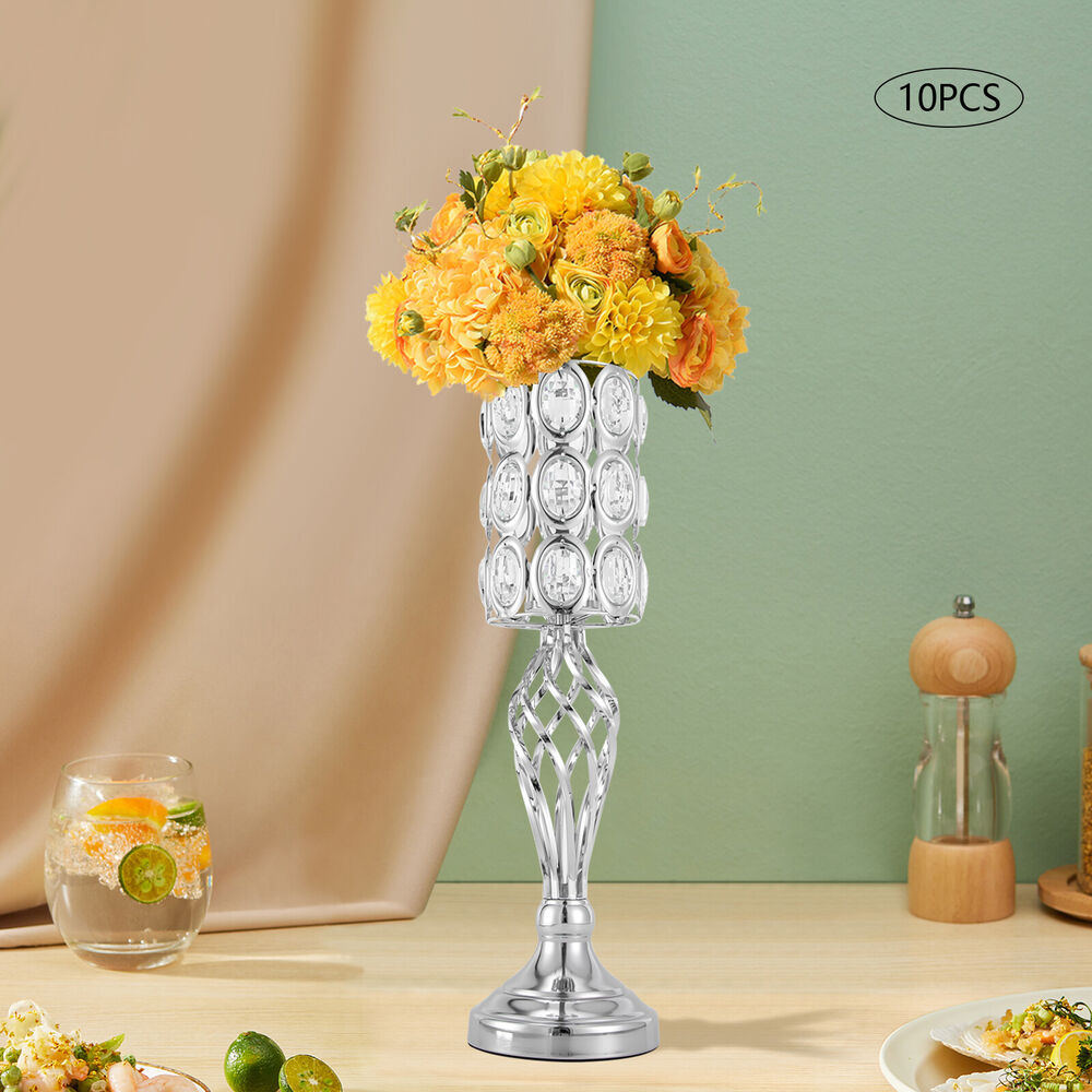 10 Pcs Silver 19.7x6.3'' Tall Vase Metal Vases Wedding Centerpieces for Party