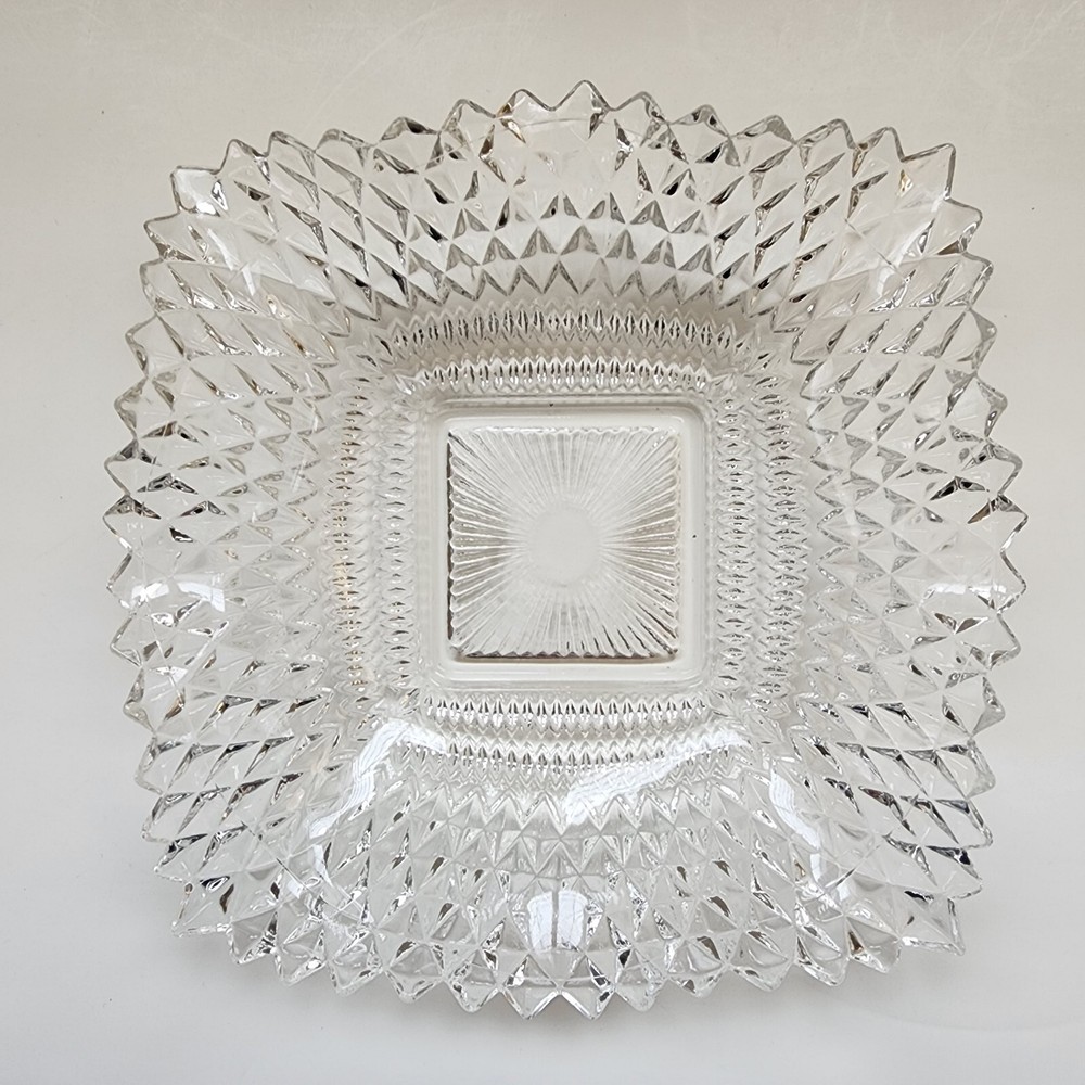 Vintage Clear Pressed Glass Candy Nut Dish Scalloped Edges 6.75