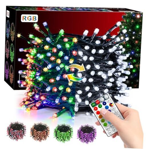 RGB Christmas Lights 100 LED 33Ft, Decorative Led Color 100LED RGB Color