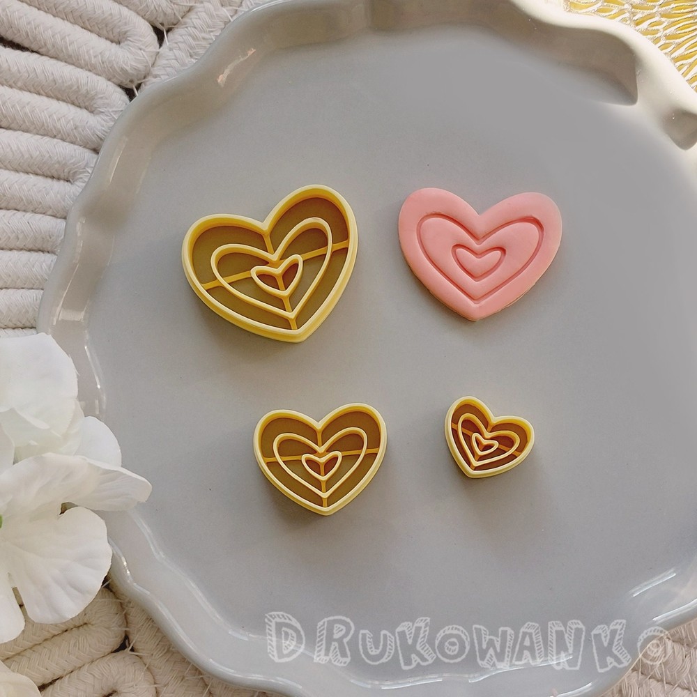 Heart Hearts Love Valentines Present 5 Polymer Clay Cutter For Earring