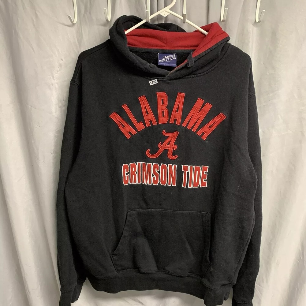 Alabama Crimson Hoodie Adult Large Grey Long Sleeve Embroidered Hood Y2K Men’s