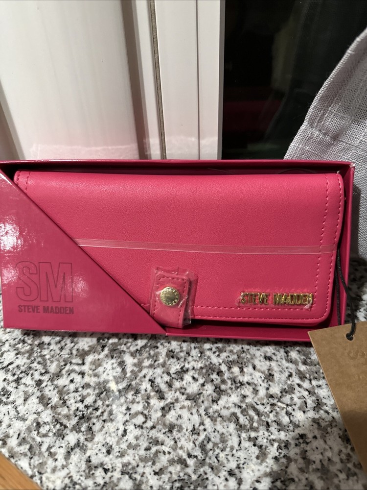 Steve Madden Neon Pink Ballen Boxes Retro Wallet MSRP$38