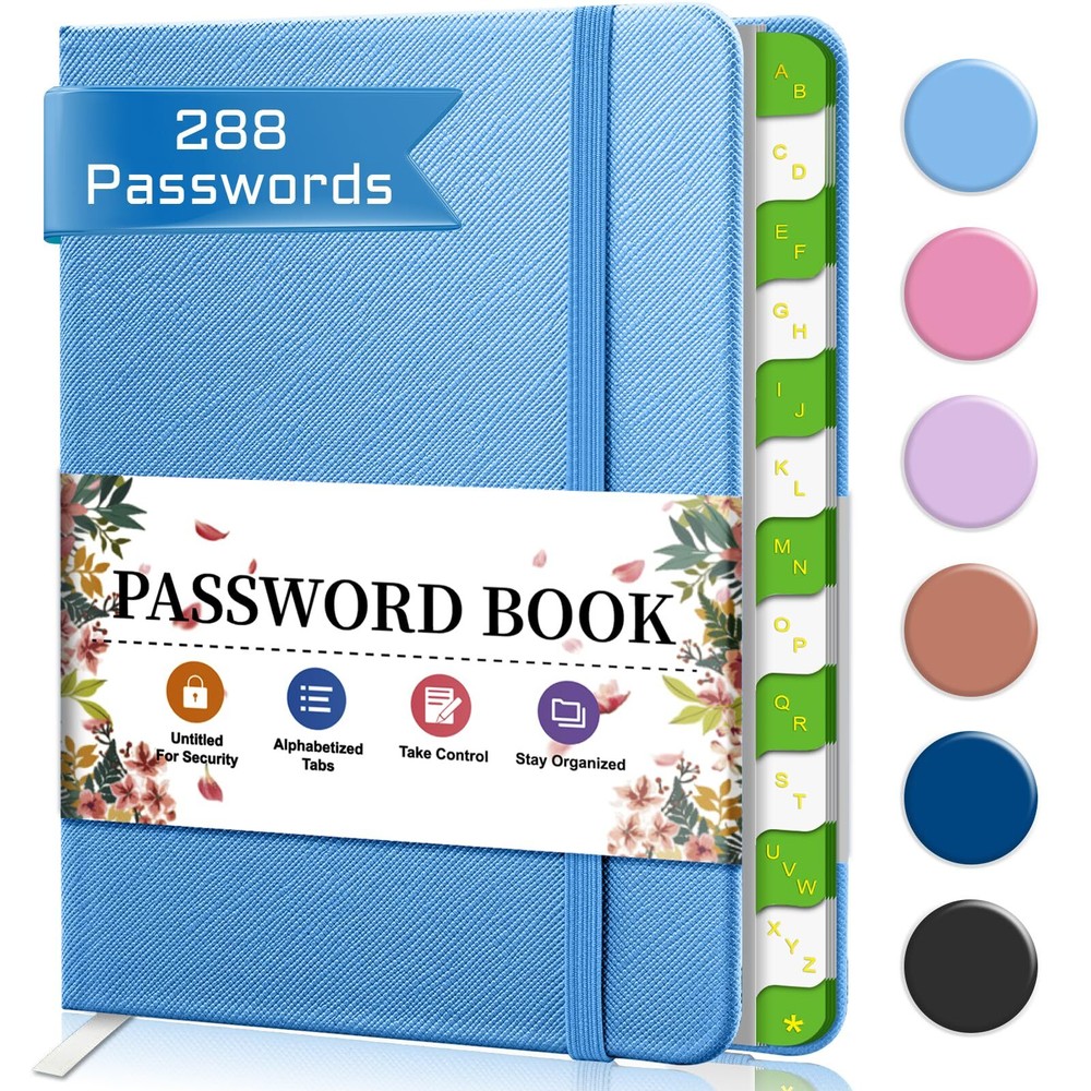 Secure Password Organizer Book with Alphabetical Tabs for Logins & Websites-image