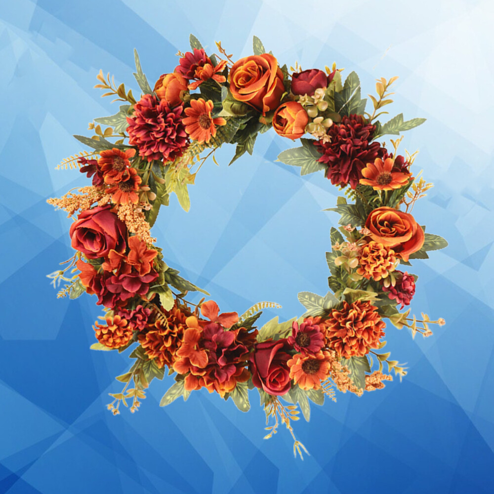 Autumn Thanksgiving Green Leaf Floral Front Door Wreath