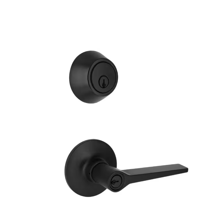 Defiant Freedom Matte Black Single Cylinder Deadbolt and Lock Combo