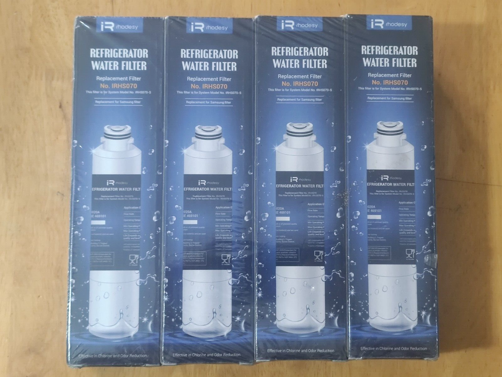 iRhodesy IRHS070 Refrigerator Water & Air Filter 4-Pack Sealed Replacement