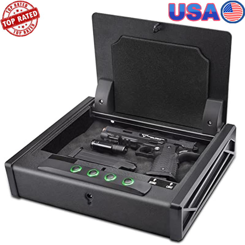Biometric Digital Gun Safe Compact 3 Pistol Lock Box DOJ Certified Quick Access-image