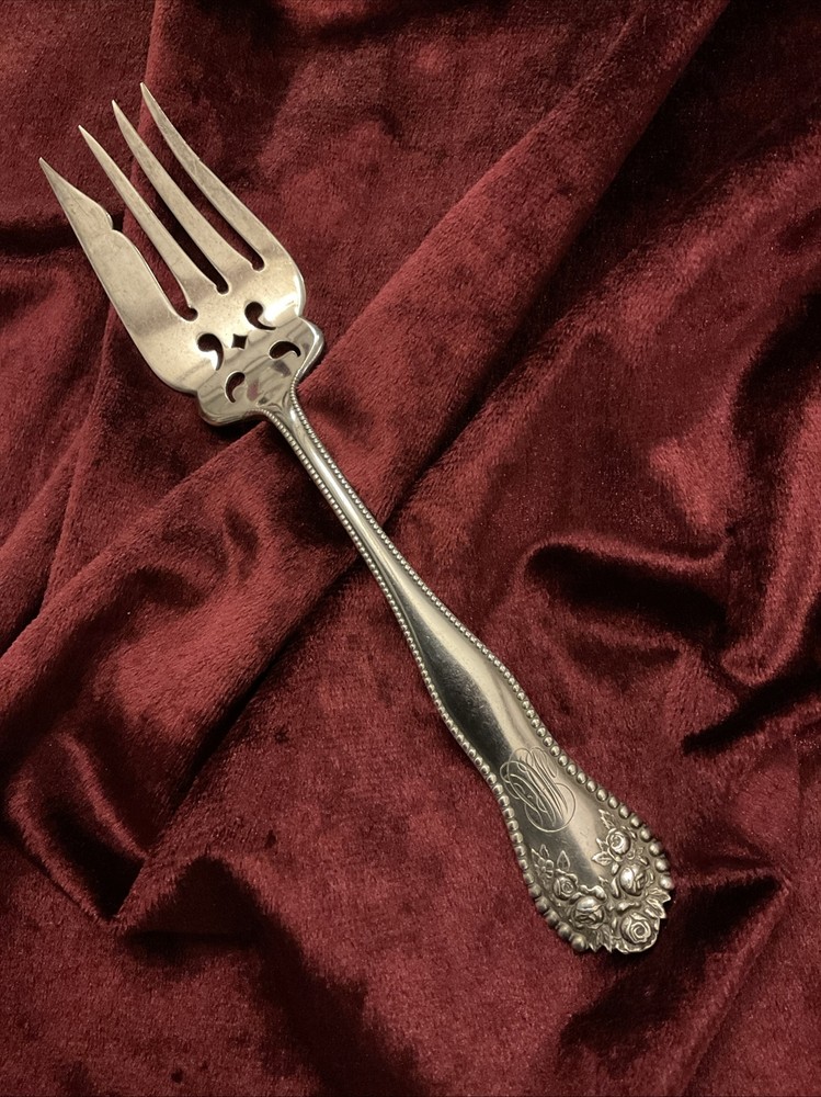 LANCASTER by Gorham Sterling Pierced Serving Fork 7 1/8