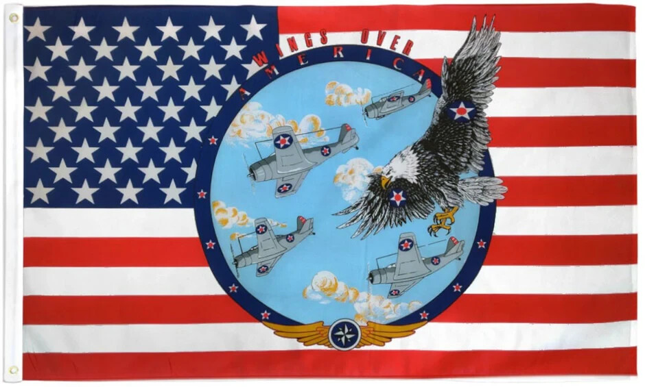 3x5ft Wings Over America Polyester Novelty US History Flag