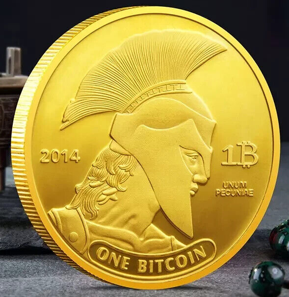 BTC Bitcoin | Titan Bitcoin 2014 | Cryptocurrency | Gold Plated .999 Copper Coin-image