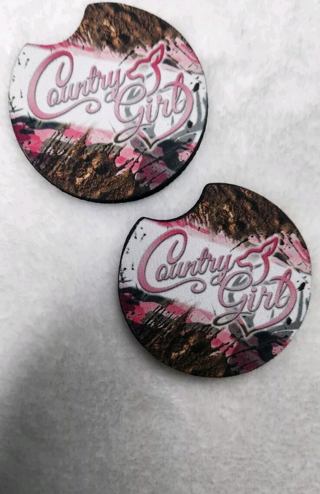 Country Girl Muddy Style Set Of 2 Neoprene Car Coasters