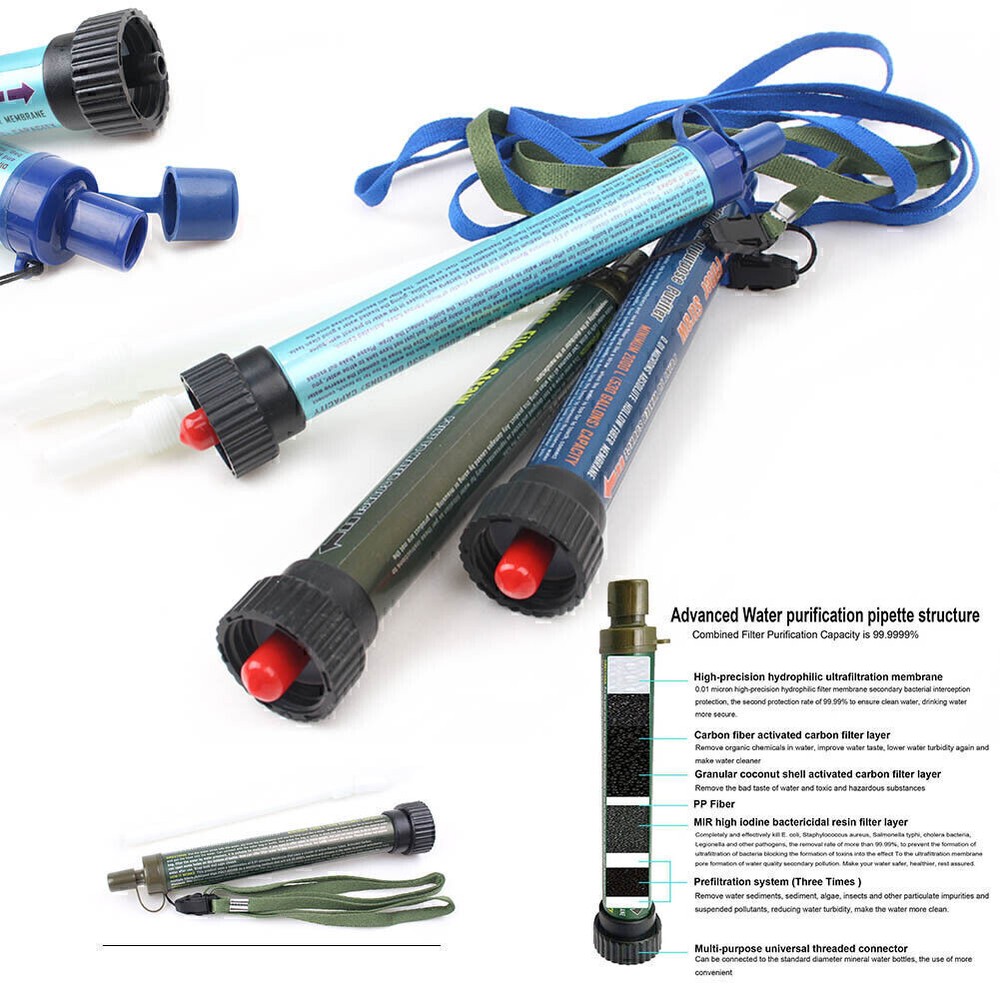 200ml Purifier Water Filter Straw Gear Camping Emergency Life Survival Portable