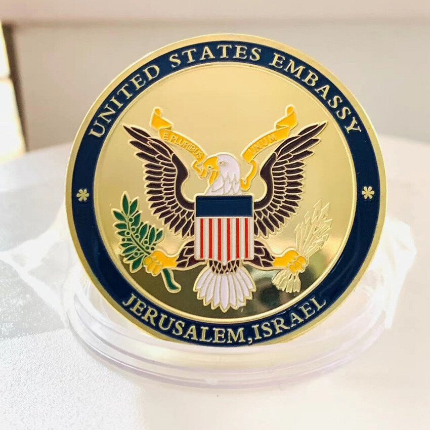 US Embassy Jerusalem Israel Commemorative Collectible Challenge Coin Trump Coin