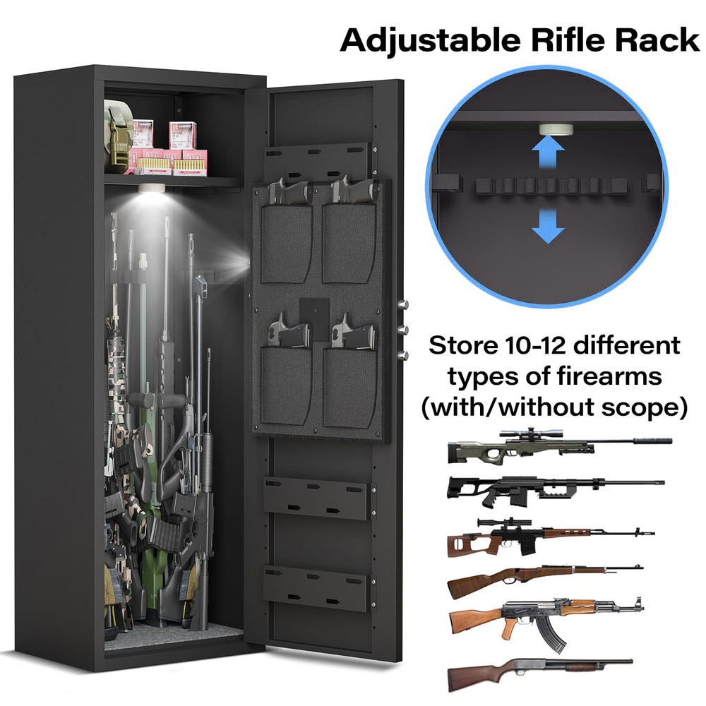 Biometric Fingerprint Gun Safe, 10-12Unassembled Gun Safe for Rifles and Pistols-image