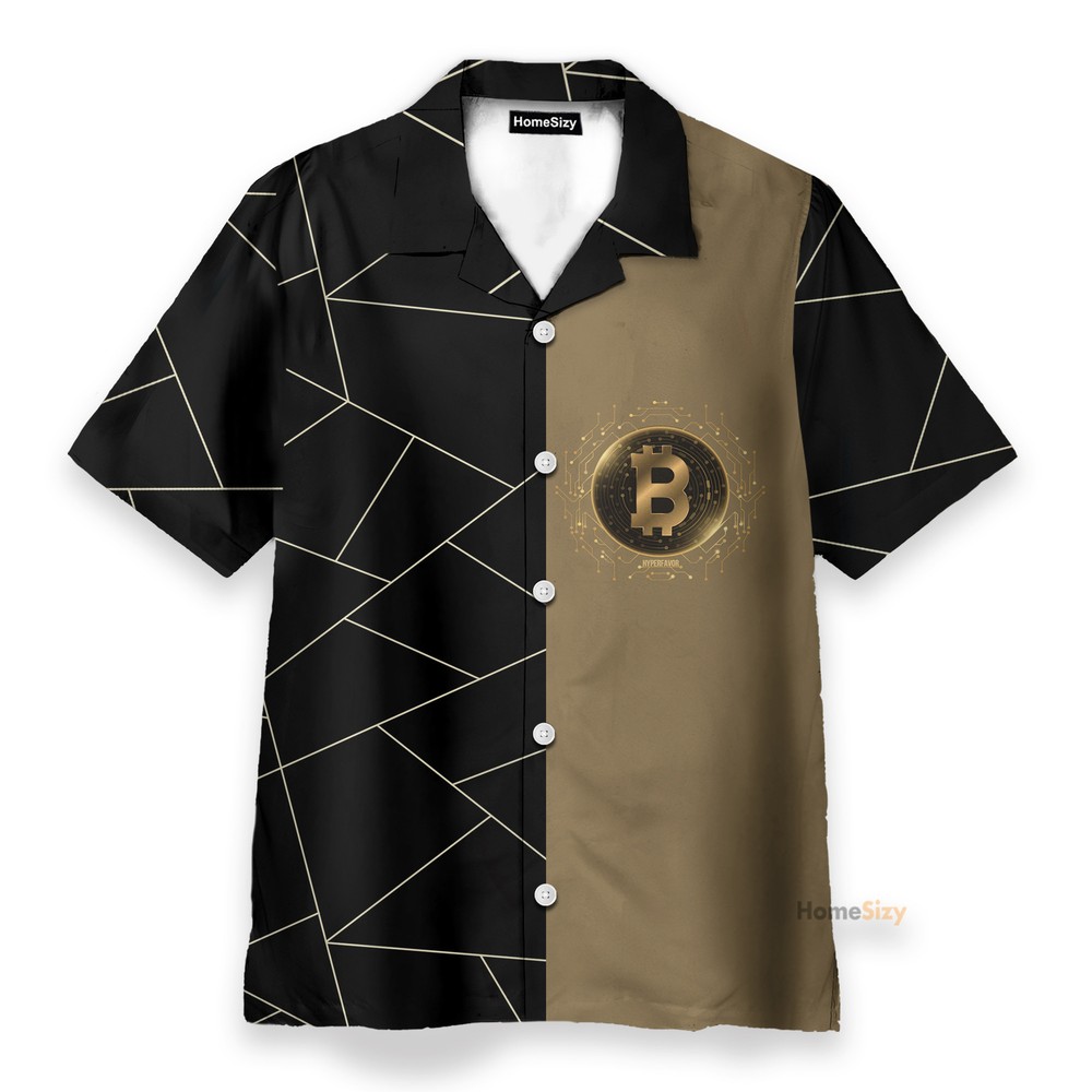 Golden Bitcoin Cryptocurrency   Hawaiian Shirt Beach Shorts-image