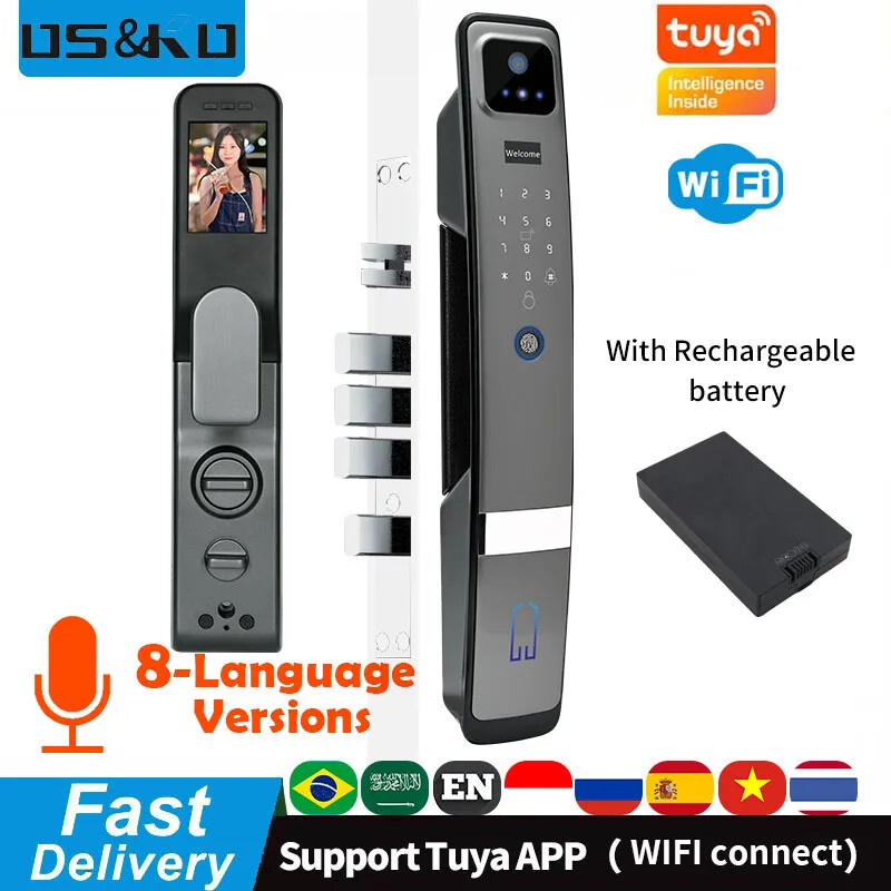 Smart WiFi 3D Face Recognition Fingerprint Electronic Door Lock-image