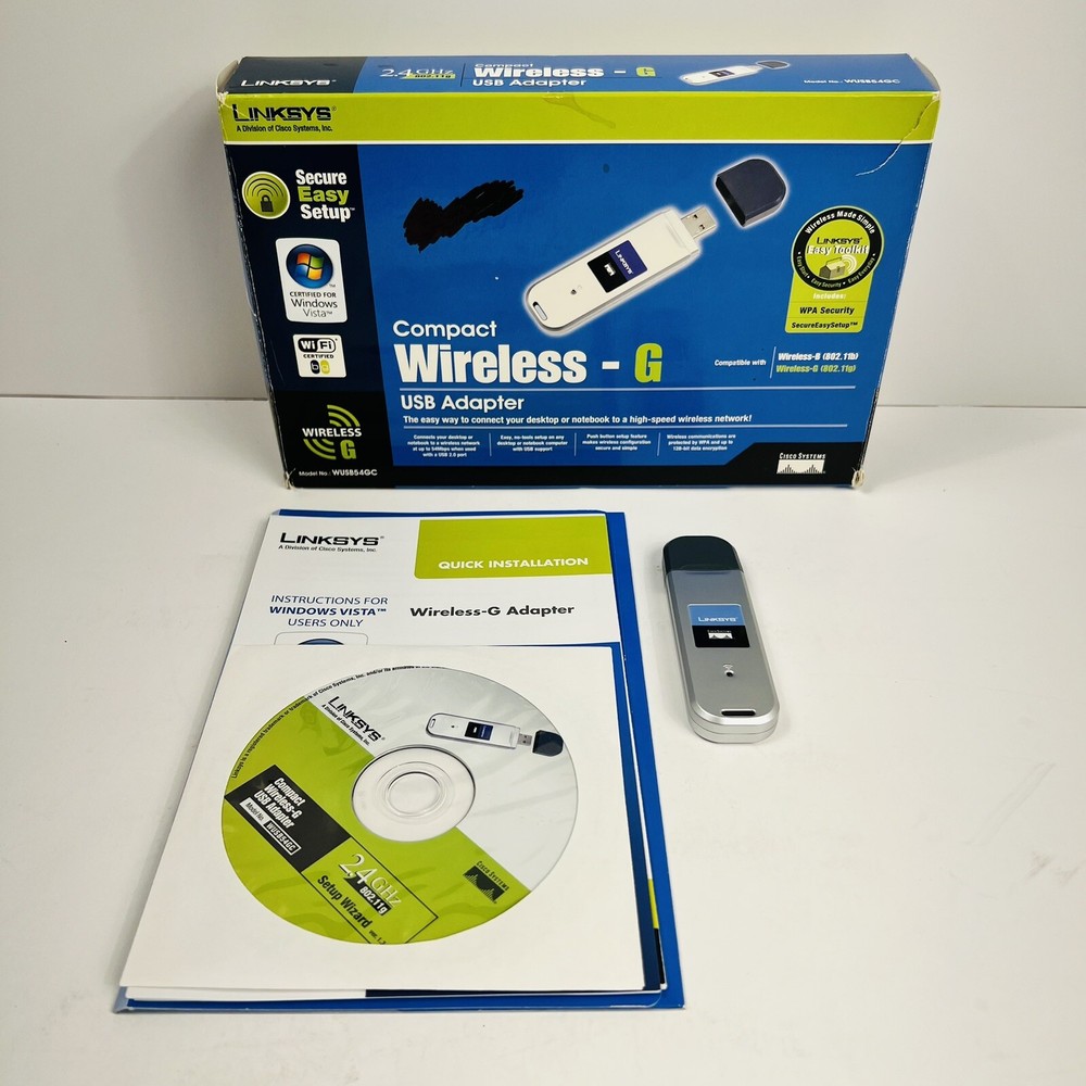 Linksys USB WiFi Adapter Wireless G Model WUSB54GC - W/O USB
