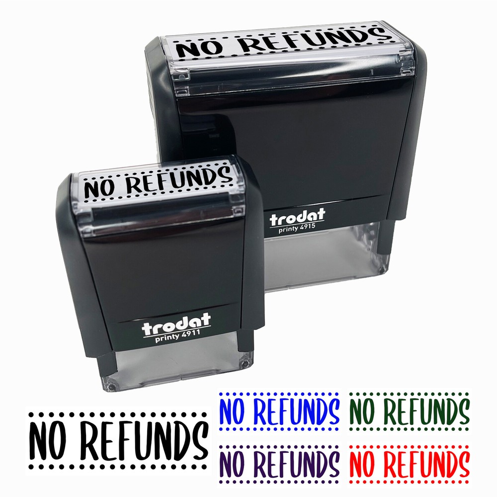 No Refunds Dotted Border Self-Inking Rubber Stamp Ink Stamper Business Office