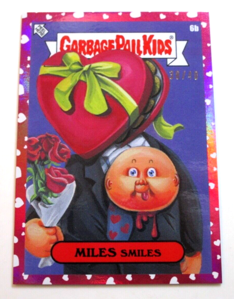 2025 Topps GPK Miles Smiles Pink Hearts Foil SP 38/40 Valentine Card