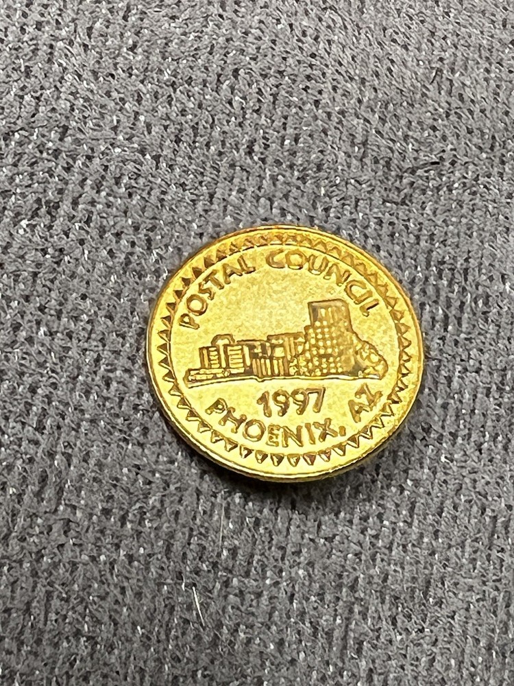 Postal Customer Council Gold Toned Lapel Pin Phoenix AZ 1997 Round 1”-image