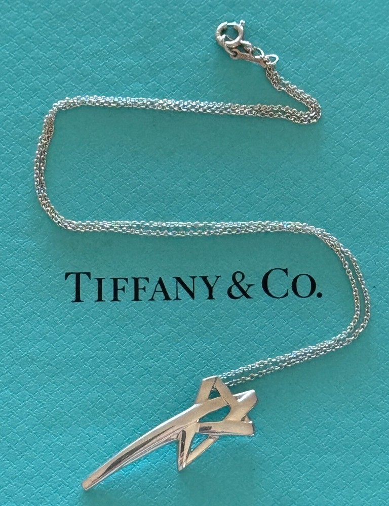 Tiffany & Co. Paloma Picasso Shooting Star Pendant Necklace Sterling Silver 925