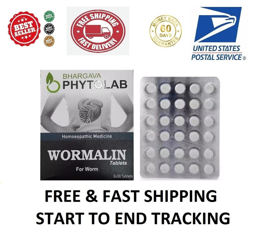 Wormalin 90 Tablets Homeopathic Remedy for Tape Thread Hook Worms