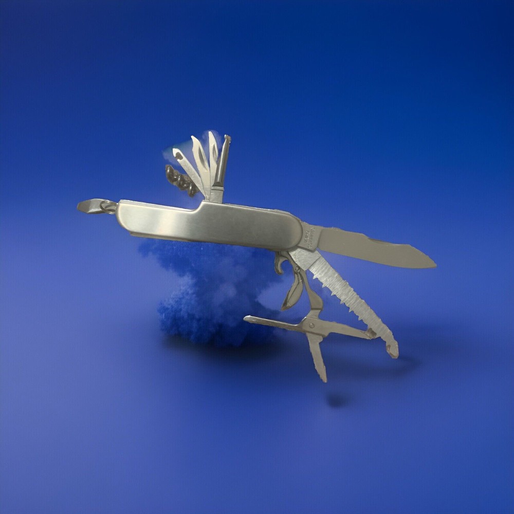 10-in-1 Stainless Steel Multitool Pocket Knife with LED Light and Belt Sheath