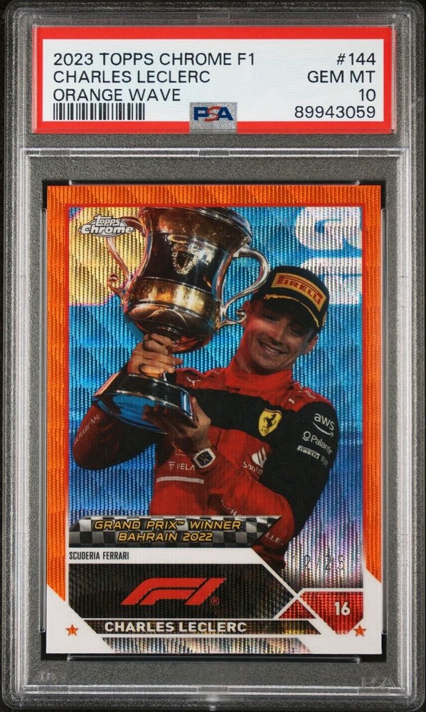 Charles Leclerc 2023 Topps Chrome Formula 1 #144 Orange Wave 12/25 PSA 10 POP 4