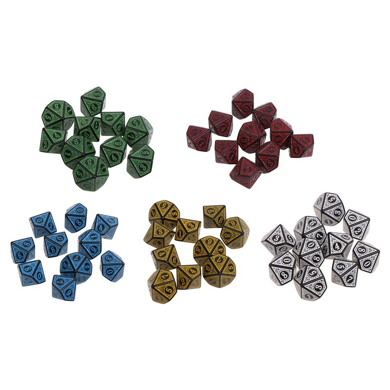 10Pcs 5 Colors Multifaceted Dice d10 Polyhedral TRPG Games Dice Set Board Game