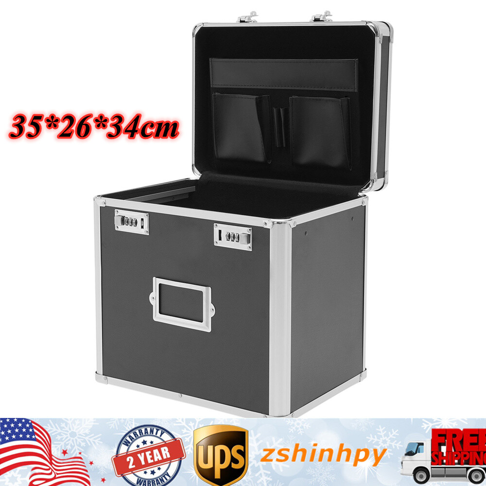 Portable File Box Office Home Security File Documents Storage Case Lockable US
