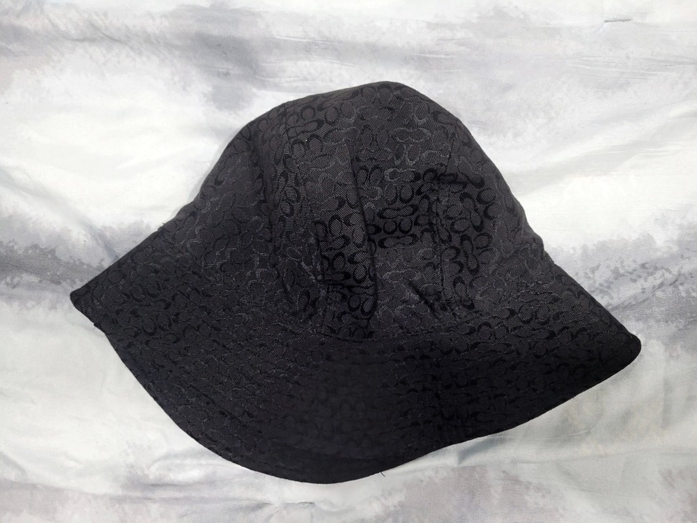 Coach Black Jacquard Monogram Bucket Hat - Size M/L - Stylish & Comfortable